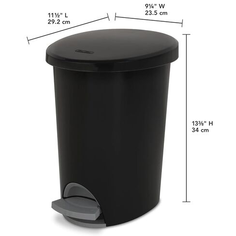 2.6 Gallon Plastic Garbage Bucket Bin with Step Lid, Black in Saudi Arabia