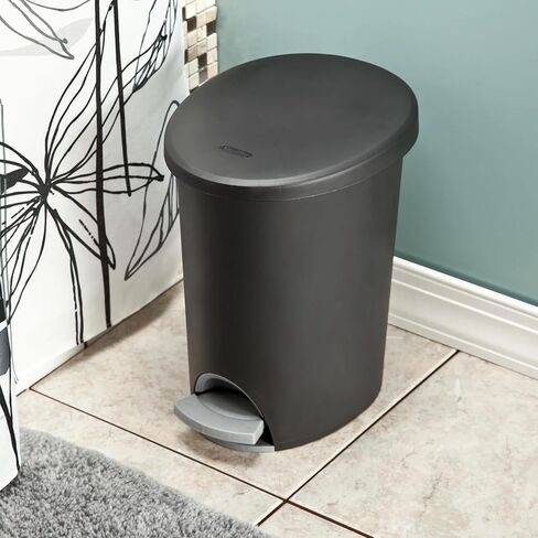 2.6 Gallon Plastic Garbage Bucket Bin with Step Lid, Black in Saudi Arabia