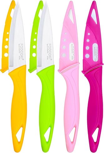 Paring Knife, 4 inch Fruit Paring Knives Set of 4 with Cover Sheath, Small Kitchen Sharp Peeling Cutting for Vegetable Stainless Steel in Saudi Arabia