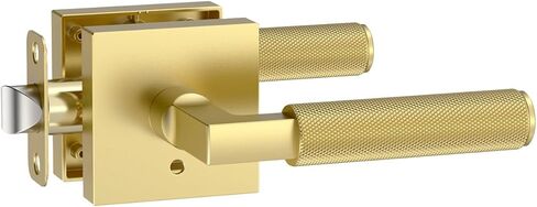 Amerdeco 5 Pack Privacy Door Handles - Brushed Gold Interior Lever, Heavy Duty for Bedroom and Bathroom, Knurled, Reversible Keyless for Right & Left Side AM0021 in Kuwait