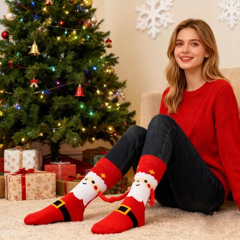 Christmas Magnetic Funny Holding Hands Socks for Couples, Christmas Gag Gifts, Unisex Adult New Year Gift in Saudi Arabia