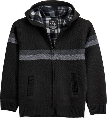 X Ray Boys (6-12) zip fleece fleece flannel بطانة مع غطاء محرك السيارة ، سترة متماسكة للأطفال لفصل الربيع والخريف والشتاء in Kuwait