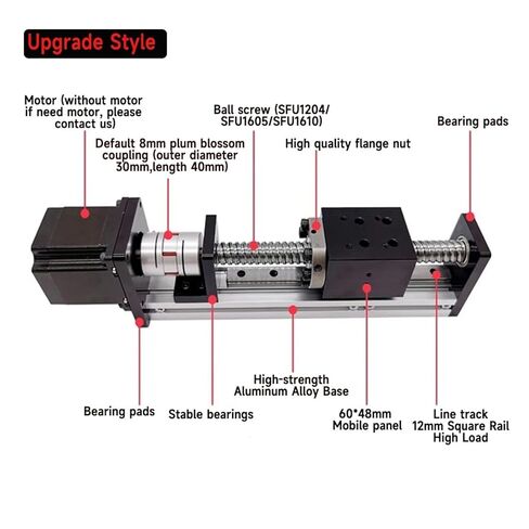 Upgraded Linear Guide Monorail Slide 500-1000mm Travel SFU1204/1605/1610 XYZ axis Support Nema23 Stepper Motor(SFU1610-600mm Stroke) in Saudi Arabia