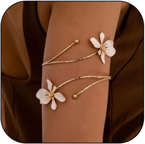 YANCHUN Arm Cuff Jewelry for Women Adjustable Flower Cuff Bangle Bracelet Gold Armband Upper Jewelry Gifts for Women in Saudi Arabia