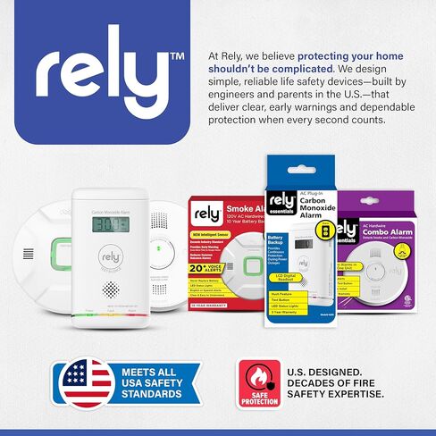 كاشف أول أكسيد الكربون من Rely Essentials 6200، منبه ثاني أكسيد الكربون مع بطارية احتياطية وشاشة رقمية، عبوة واحدة in Saudi Arabia