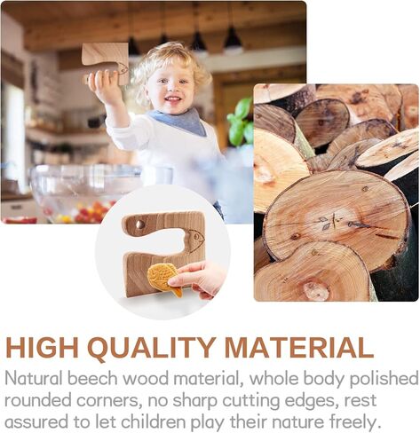 CONSIO Wooden Kids Knife - Children's Safe knives - Toddler Knife for Chopping - Safe Cutting Veggies Fruits - Fish Shape in Saudi Arabia