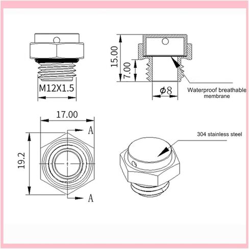 Waterproof Air Vent Valves 1pc 304 Stainless Steel Air Vent Valve Screw In M8 M10 M12 Breather Waterproof Heat Dissipation Plug(M12X1.5A) in Saudi Arabia