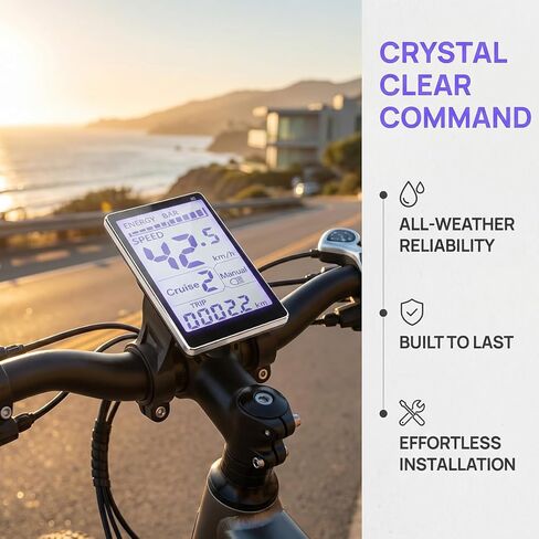 عداد شاشة LCD للدراجة الكهربائية، M5 مقاوم للماء LCD E Bike Display 5 Pin 24V 36V 48V 60V، مناسب للدراجات الكهربائية 31.8 مم، 22.2 مم in Kuwait