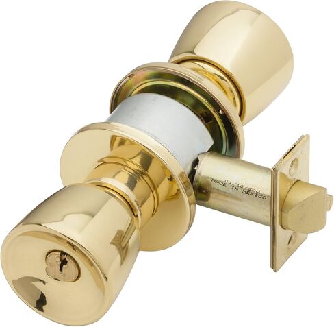 Schlage A80PD TUL 605 C Keyway Series A Grade 2 Cylindrical Lock, Storeroom Function, C Keyway, Tulip Design, Bright Brass Finish in Saudi Arabia
