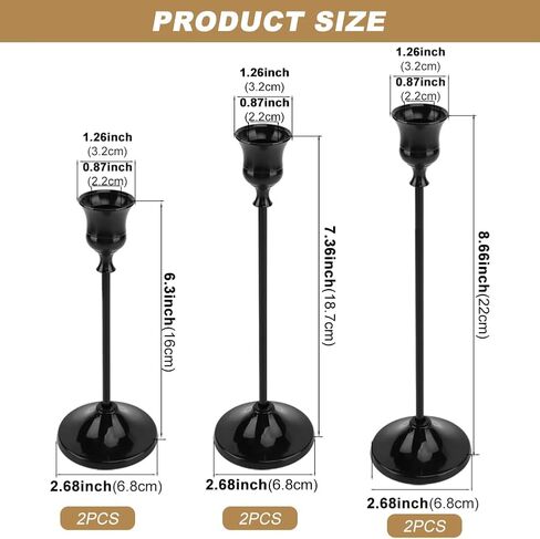 Candlestick Holders 6 PCS Metal Taper Candle Holders,Candle Stick Holders Set,Perfect for Table Centerpiece Mantel Party Wedding Halloween Christmas Decorations(Gold) in Saudi Arabia