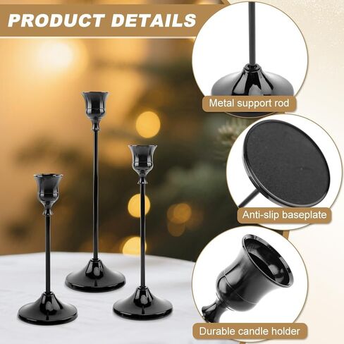 Candlestick Holders 6 PCS Metal Taper Candle Holders,Candle Stick Holders Set,Perfect for Table Centerpiece Mantel Party Wedding Halloween Christmas Decorations(Gold) in Saudi Arabia