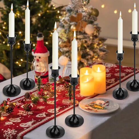 Candlestick Holders 6 PCS Metal Taper Candle Holders,Candle Stick Holders Set,Perfect for Table Centerpiece Mantel Party Wedding Halloween Christmas Decorations(Gold) in Saudi Arabia
