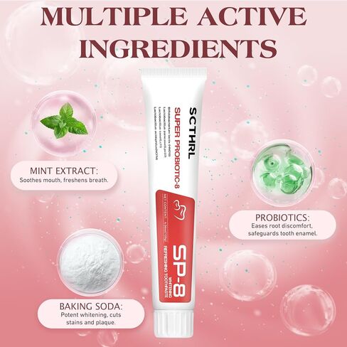SP-8 Probiotic Ultra Whitening Toothpaste Upgraded, SP-8 New Version Fluoride-Free & Probiotic-Infused Formula for Oral Health, Teeth Whitening & Gum Care & Fresh Breath Probiotic Toothpaste for Adult in Saudi Arabia