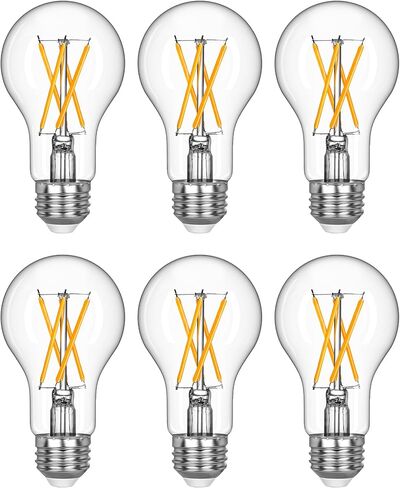 EDISHINE مصابيح LED اديسون عتيقة 8 وات، ما يعادل 60 وات، ضوء دافئ كهرمان 2200 ك، لمبة إضاءة اديسون العتيقة A19 مع 80+ CRI، مصابيح LED قابلة للتعتيم A19، 700LM، قاعدة متوسطة E26، 6 عبوات in Saudi Arabia
