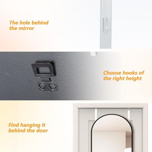 Over-The-Door Mirror Hanger 2Pcs Adjustable 14 in Mirror Door Hanger 5 Hole Over The Doors Mirrors Hooks Metal Hanging Kit for Doors (Mirrors Not Included, White) in Saudi Arabia