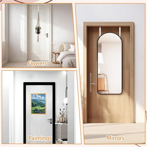 Over-The-Door Mirror Hanger 2Pcs Adjustable 14 in Mirror Door Hanger 5 Hole Over The Doors Mirrors Hooks Metal Hanging Kit for Doors (Mirrors Not Included, White) in Saudi Arabia