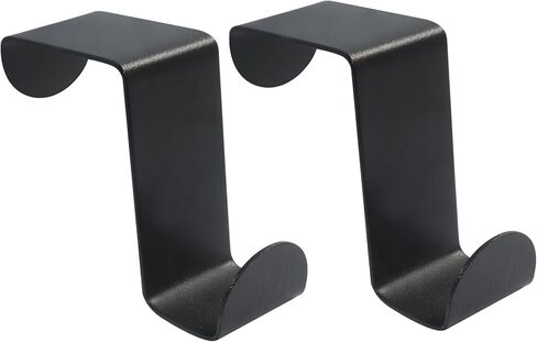 4 Pack Over The Hooks - Heavy Duty Stainless Steel S-Shaped Hangers for Bathroom, Closet - No Drill Space Saving Hooks for Towels, Robes, Hats, Bags (Black) in Saudi Arabia