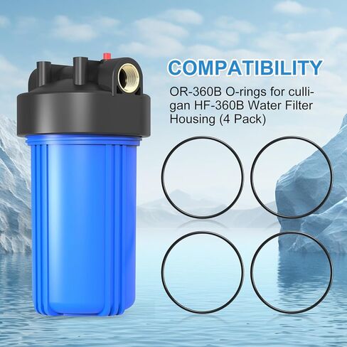 قطعة بديلة بحلقة دائرية OR-360B، متوافقة مع مبيت فلتر المياه Culligan HF-360B للمنزل بالكامل، أسود، عبوة من 4 قطع in Kuwait