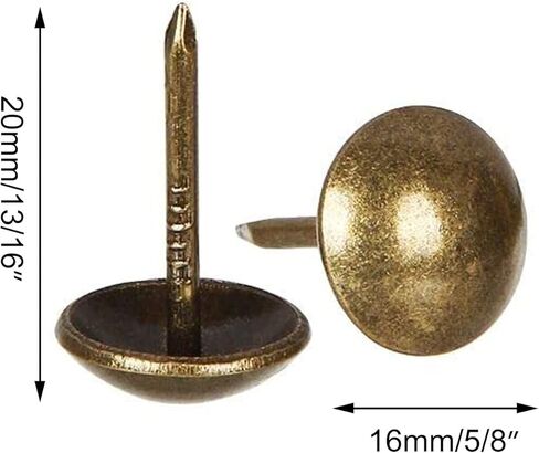 ZAYI 5/8"x13/16" مسامير تنجيد برونزية عتيقة، مجموعة متنوعة من دبابيس الضغط للأريكة والأثاث لديكور الأثاث الخشبي DIY 100 قطعة (5/8 بوصة، برونزي) in Kuwait