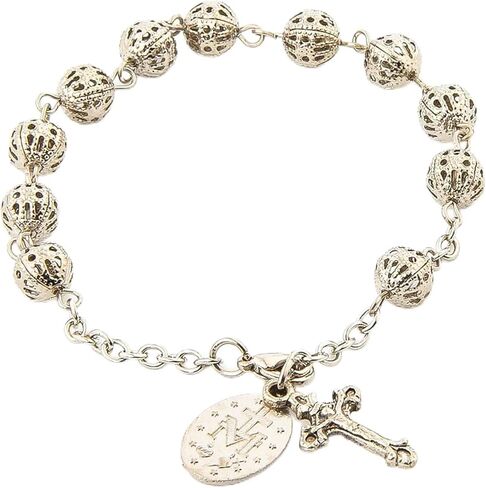 Catholic Rosary Hollow Beads Rose Rosary Bracelet Car Hanging Cross Bracelet Jesus Charm Bracelet in Saudi Arabia