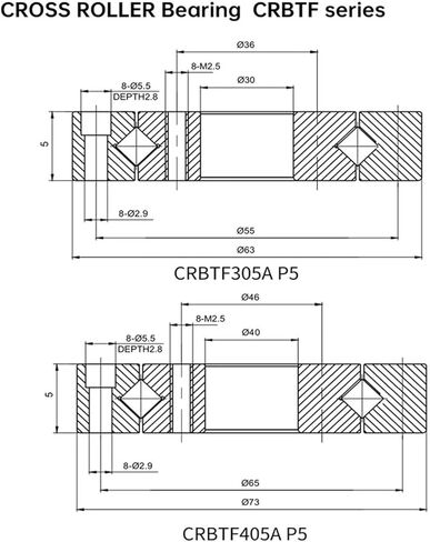 1PCS CRBTF405A P5 40x73x5mm Thin-Wall Cross Roller Bearing Robot Joint Bearings in Kuwait