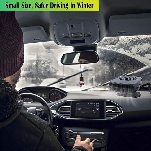 Car Heater 12V 200W Fast Heating Defrost Defogger Automobile Windscreen Fan 2 in 1 Heating and Cooling Fan in Cigarette Lighter (Orange Black) in Saudi Arabia