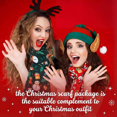 6 Pcs Christmas Scarf with Tassels Bulk for Women Xmas Warm Large Holiday Scarf Wrap Gift, 6 Style, 27 x 71 Inch in Saudi Arabia