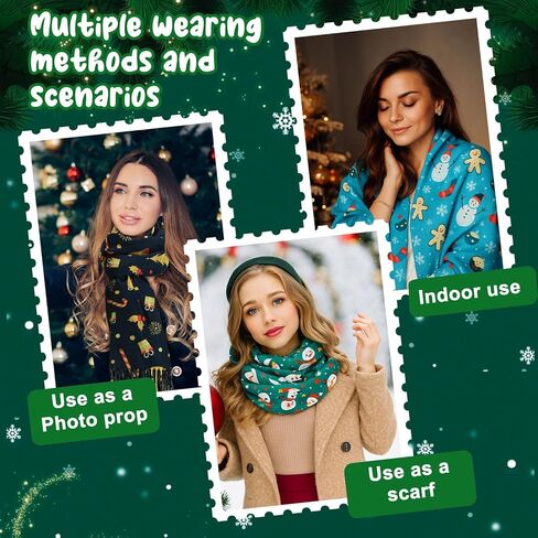 6 Pcs Christmas Scarf with Tassels Bulk for Women Xmas Warm Large Holiday Scarf Wrap Gift, 6 Style, 27 x 71 Inch in Saudi Arabia