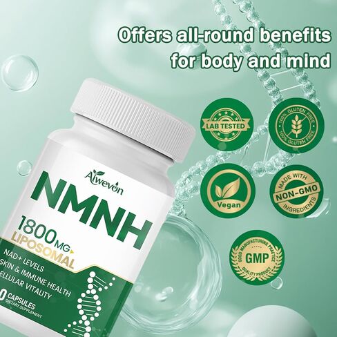 NMNH 1800mg Liposomal NAD+ Supplement, NMNH NMN Alternative with Nicotinamide Riboside & Resveratrol, NAD Booster for Cellular Energy Healthy Aging Support, 120 Vegan Capsules in Saudi Arabia