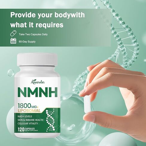 NMNH 1800mg Liposomal NAD+ Supplement, NMNH NMN Alternative with Nicotinamide Riboside & Resveratrol, NAD Booster for Cellular Energy Healthy Aging Support, 120 Vegan Capsules in Saudi Arabia