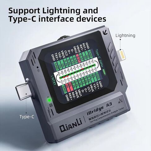 Mobile Phone Tail Plug Detector Tail Plug Comprehensive Analysis Tester Current Voltage Detection High Precision Digital Display Tester Support Lightning Type-C for iPhone Android Phone in Saudi Arabia