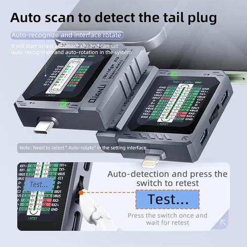 Mobile Phone Tail Plug Detector Tail Plug Comprehensive Analysis Tester Current Voltage Detection High Precision Digital Display Tester Support Lightning Type-C for iPhone Android Phone in Saudi Arabia