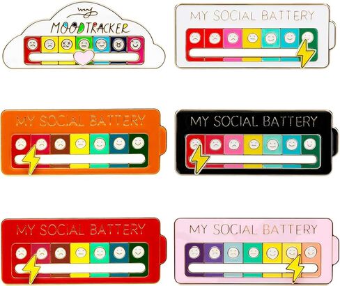 2PCS Social Battery Pin,My Social Battery Slider Pin,Funny Interactive Brooch Enamel Pins,Cute Mood Pins 7 Days a Week for Backpacks Clothing Hat Bags Scarves（Black) in Saudi Arabia