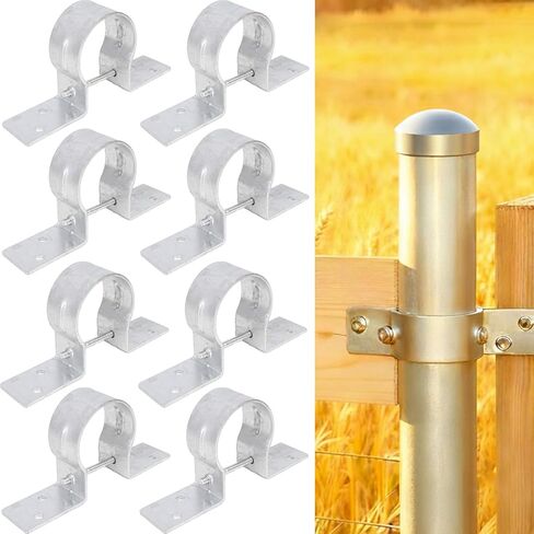 12 Pack 2-3/8" OD Metal Fence Brackets, Steel to Wood Fence Bracket, Fence Brackets for Metal Posts, Galvanized Pipe Grip Tie in Saudi Arabia