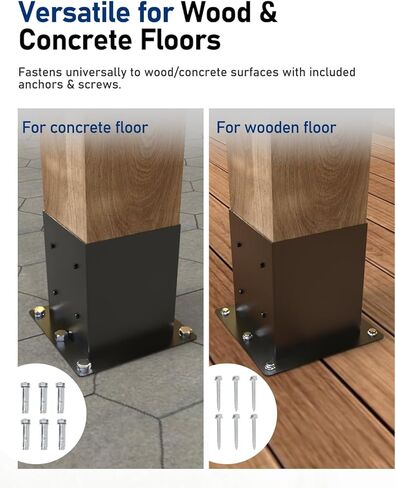 6x6 Raised Post Base for Concrete Deck Brackets (5.5x5.5in Actual Size) - Heavy Duty Black Steel Anchor Kit - Pergola, Gazebo, Fence 8-Pack in Saudi Arabia