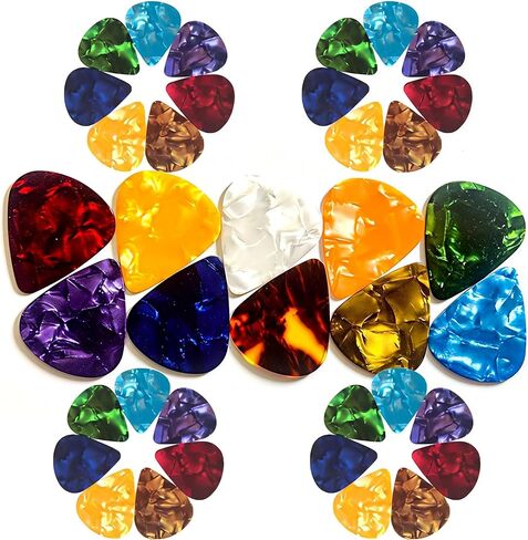 60 PCS Guitar Picks for Acoustic, Abstract Art Colorful Celluloid Guitar Pick Plectrums For Bass, Electric, Includes 0.46mm, 0.71mm, 0.96mm(15 Pieces Each Color Random) in Saudi Arabia