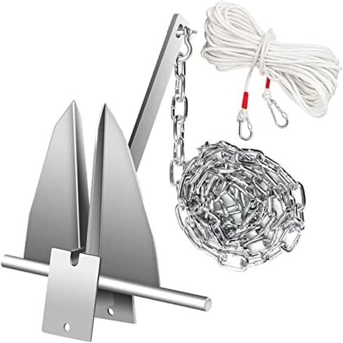 Boat Anchor Kit 8.5 Or 13 Lb Fluke Style Anchor, Hot Dipped Galvanized Steel Fluke Anchor, Marine Anchor with Anchor, Rope, Shackles, Chain for Boat Mooring On The Beach, Boats from 15'-24',8.5lb in Saudi Arabia