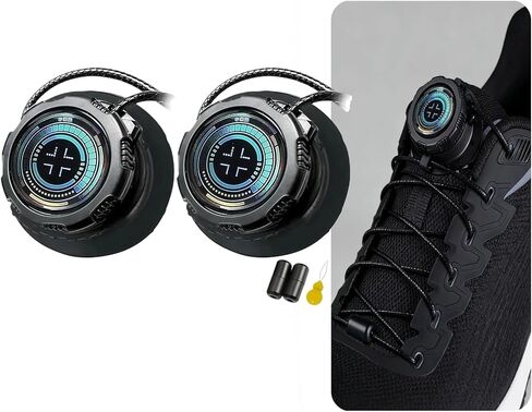 No Tie Shoe Laces Rotating Automatic Buckle, Knob Style Tieless Lock Shoe Lace 47in, Adjust Quick, No Assembly in Saudi Arabia