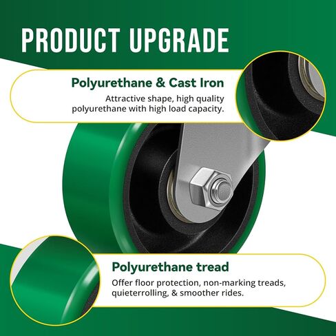 عجلات 3 بوصة، من البولي يوريثين على عجلة فولاذية، مجموعة عجلات شديدة التحمل مكونة من 4 عجلات بسعة تحميل 1400 رطل - تستخدم للعربة وصناديق الأدوات (4 دوارة) in Kuwait