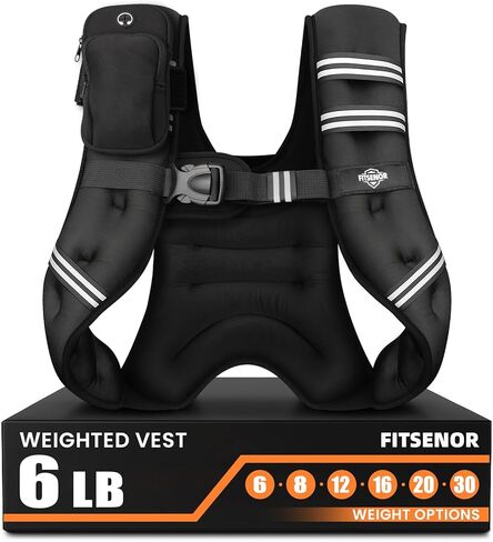 Weighted Vest for Men Women Walking, 6lb/8lb/12lb/16lb/20lb/30lb Strength Training Weight Vests with Phone Pocket, Comfortable Weighted Vest for Running Men, Rucking, Weight Loss, Gym Accessories in Saudi Arabia