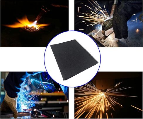 بوراكو بطانية لحام مقاومة للحريق | مقاومة للحرارة حتى 1800 درجة فهرنهايت | مادة النسيج المقاومة للهب من مادة الكربون لعمال اللحام | سباكين قابلين للقص (12 بوصة × 26 بوصة، عبوة واحدة) in Kuwait