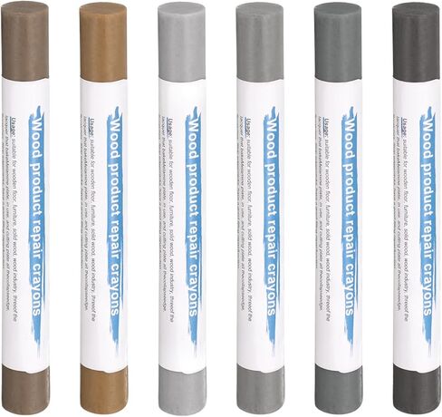 HARFINGTON Wood Filler Sticks 6 Colors Wooden Wax Touch Up Furniture Repair Crayons for Lead Gray, Medium Gray, Wood, Slightly Gray, Champagne, Light Gray in Kuwait