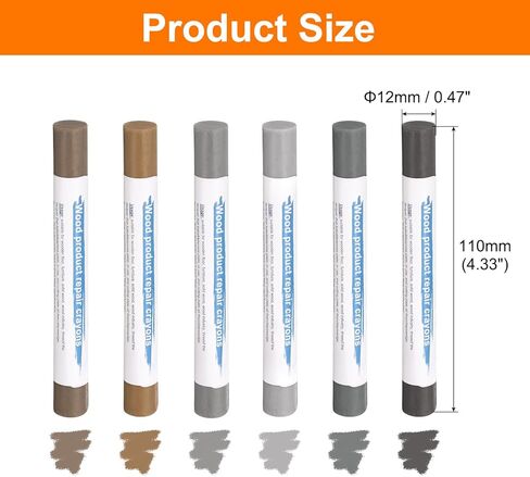 HARFINGTON Wood Filler Sticks 6 Colors Wooden Wax Touch Up Furniture Repair Crayons for Lead Gray, Medium Gray, Wood, Slightly Gray, Champagne, Light Gray in Kuwait