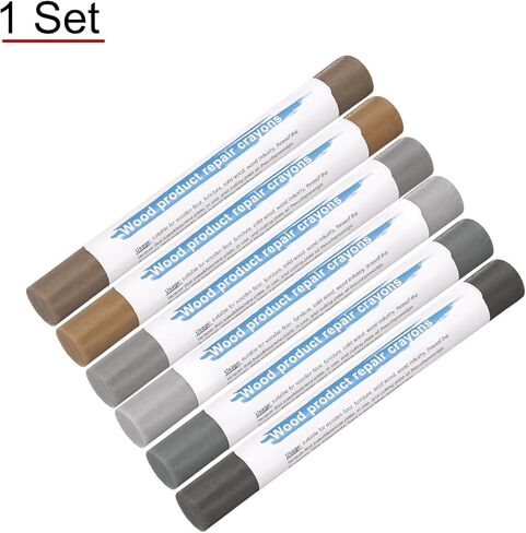 HARFINGTON Wood Filler Sticks 6 Colors Wooden Wax Touch Up Furniture Repair Crayons for Lead Gray, Medium Gray, Wood, Slightly Gray, Champagne, Light Gray in Kuwait