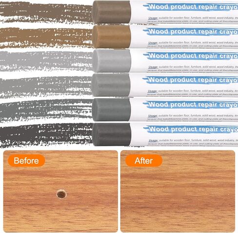 HARFINGTON Wood Filler Sticks 6 Colors Wooden Wax Touch Up Furniture Repair Crayons for Lead Gray, Medium Gray, Wood, Slightly Gray, Champagne, Light Gray in Kuwait