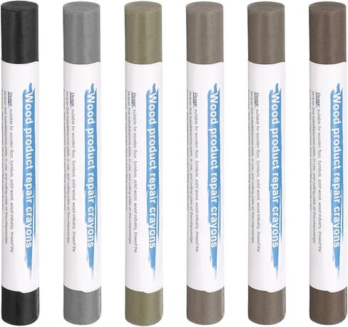 HARFINGTON Wood Filler Sticks 6 Colors Wooden Wax Touch Up Furniture Repair Crayons for Lead Gray, Medium Gray, Wood, Slightly Gray, Champagne, Light Gray in Kuwait