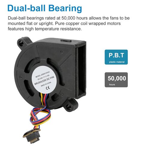 5015 مروحة منفاخ تبريد لمختبر بامبو P1P/P1S، DC 24V 4.08W 6.0CFM 7800RPM محمل كروي مزدوج، مروحة توربو عالية السرعة 52x52x15 مم لتبريد أجزاء الطابعة ثلاثية الأبعاد، ضوضاء منخفضة، مقاومة للحريق، تشغيل مستقر in Kuwait