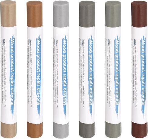 HARFINGTON Wood Filler Sticks 6 Colors Wooden Wax Touch Up Furniture Repair Crayons for Lead Gray, Medium Gray, Wood, Slightly Gray, Champagne, Light Gray in Kuwait