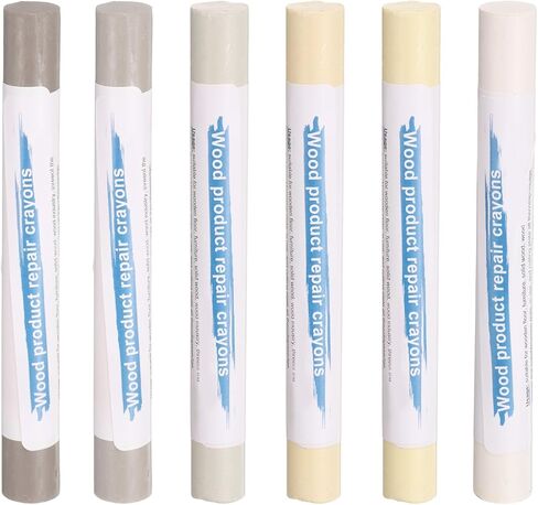 HARFINGTON Wood Filler Sticks 6 Colors Wooden Wax Touch Up Furniture Repair Crayons for Lead Gray, Medium Gray, Wood, Slightly Gray, Champagne, Light Gray in Kuwait