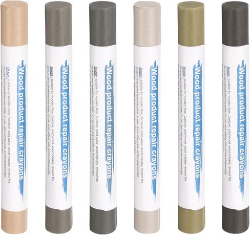 HARFINGTON Wood Filler Sticks 6 Colors Wooden Wax Touch Up Furniture Repair Crayons for Lead Gray, Medium Gray, Wood, Slightly Gray, Champagne, Light Gray in Kuwait